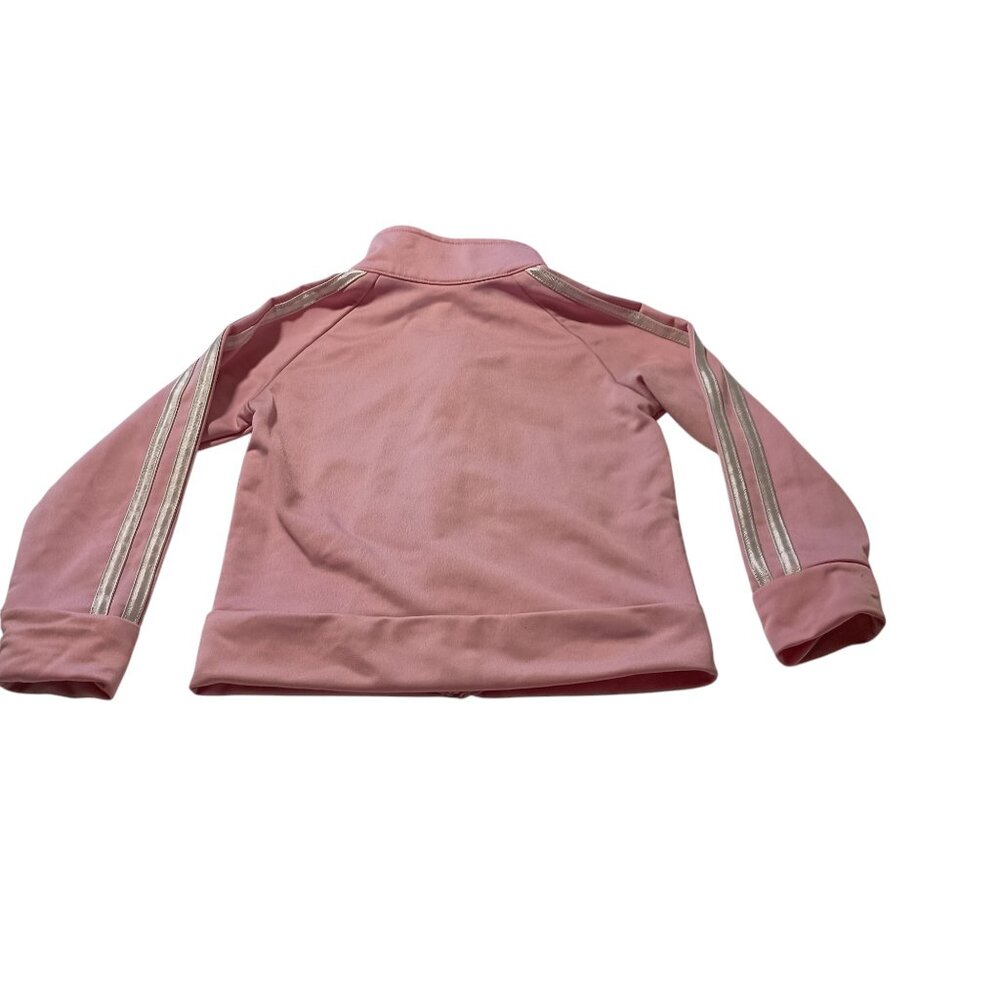 Adidas: Girl's Pink Track Jacket, Pockets Logo Stripe Sleeves, Size 3T - Picture 5 of 7